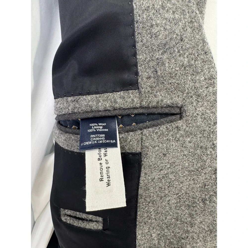 J. Crew Men Grey Ludlow Blazer Jacket Wool Elbow Patches 38S
